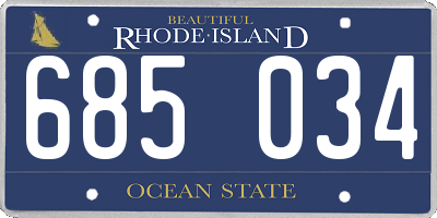 RI license plate 685034