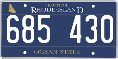 RI license plate 685430