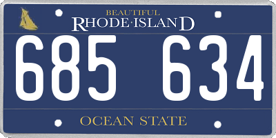 RI license plate 685634