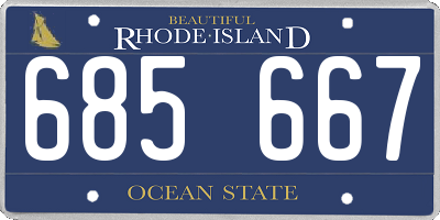 RI license plate 685667