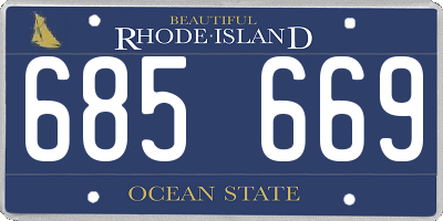 RI license plate 685669