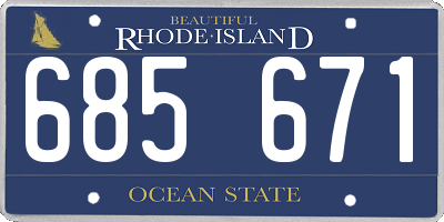RI license plate 685671