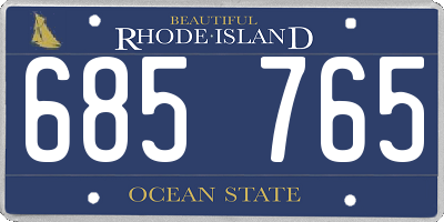 RI license plate 685765