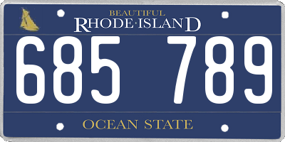RI license plate 685789