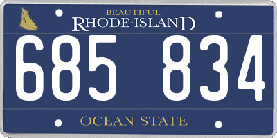 RI license plate 685834