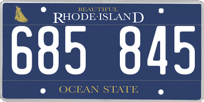 RI license plate 685845