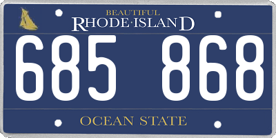RI license plate 685868