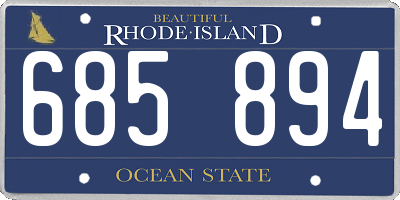 RI license plate 685894