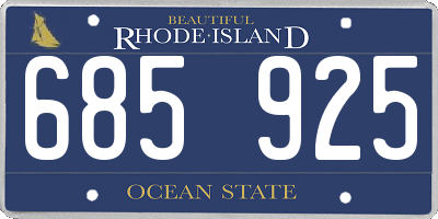 RI license plate 685925