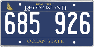 RI license plate 685926