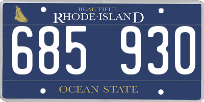 RI license plate 685930