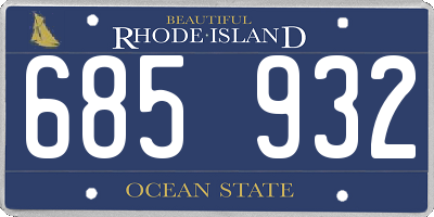 RI license plate 685932