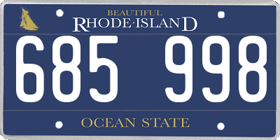RI license plate 685998