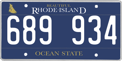 RI license plate 689934
