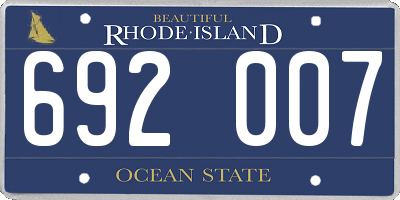 RI license plate 692007