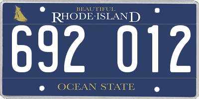 RI license plate 692012