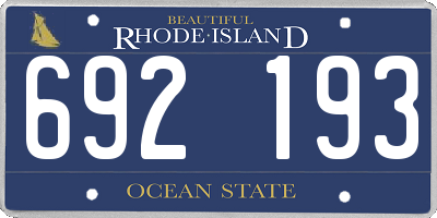 RI license plate 692193