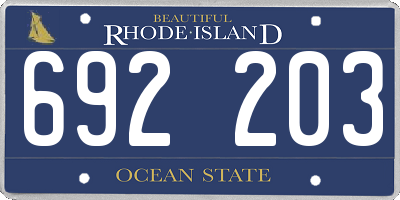 RI license plate 692203