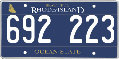 RI license plate 692223