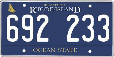 RI license plate 692233