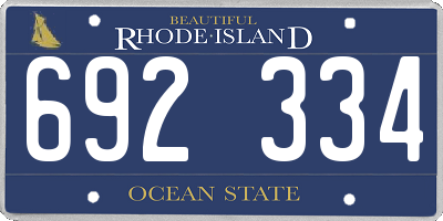 RI license plate 692334