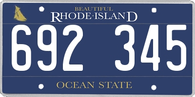 RI license plate 692345