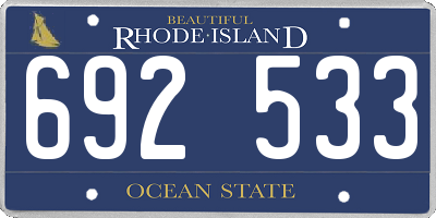 RI license plate 692533