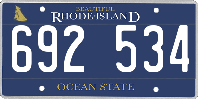 RI license plate 692534