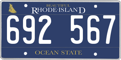 RI license plate 692567