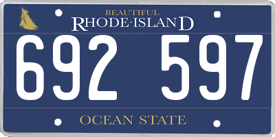 RI license plate 692597