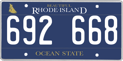RI license plate 692668