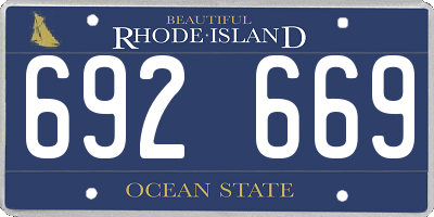 RI license plate 692669