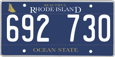 RI license plate 692730
