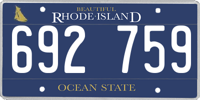 RI license plate 692759