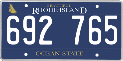 RI license plate 692765