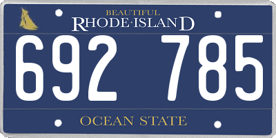 RI license plate 692785