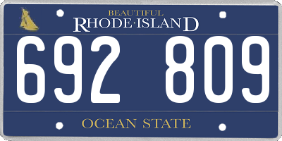 RI license plate 692809