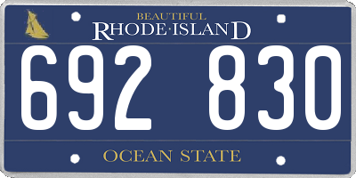 RI license plate 692830