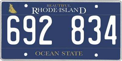 RI license plate 692834