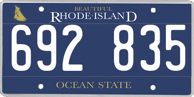 RI license plate 692835
