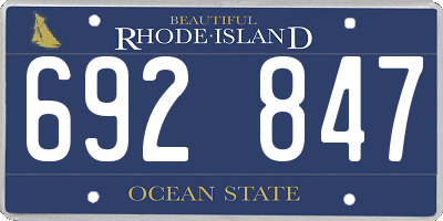 RI license plate 692847