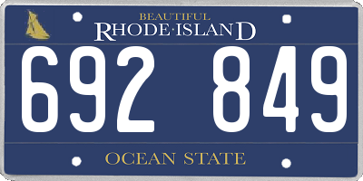 RI license plate 692849