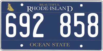 RI license plate 692858