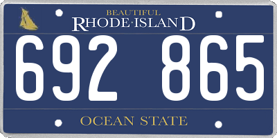 RI license plate 692865
