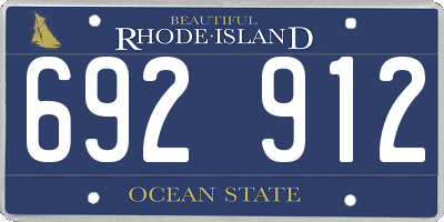 RI license plate 692912