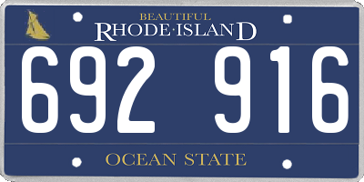 RI license plate 692916