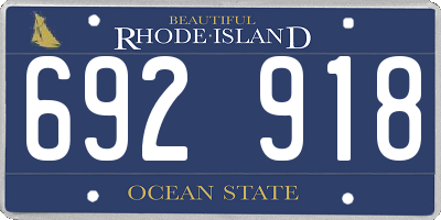 RI license plate 692918