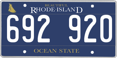 RI license plate 692920