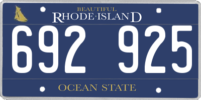 RI license plate 692925