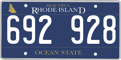 RI license plate 692928